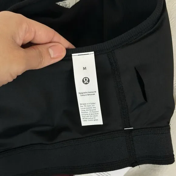 Lululemon Heart Nulu Ribbed Scoopneck Bra B/C Black Size M Valentine Pilates